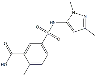 5-[(1,3-dimethyl-1H-pyrazol-5-yl)sulfamoyl]-2-methylbenzoic acid Struktur