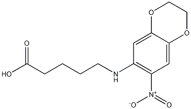 5-[(7-nitro-2,3-dihydro-1,4-benzodioxin-6-yl)amino]pentanoic acid Struktur