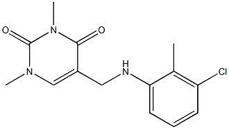 5-{[(3-chloro-2-methylphenyl)amino]methyl}-1,3-dimethyl-1,2,3,4-tetrahydropyrimidine-2,4-dione Struktur