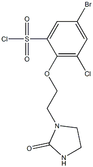 5-bromo-3-chloro-2-[2-(2-oxoimidazolidin-1-yl)ethoxy]benzene-1-sulfonyl chloride Struktur