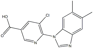 5-chloro-6-(5,6-dimethyl-1H-1,3-benzodiazol-1-yl)pyridine-3-carboxylic acid Struktur