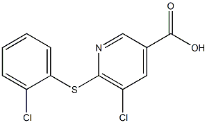 5-chloro-6-[(2-chlorophenyl)sulfanyl]pyridine-3-carboxylic acid Struktur