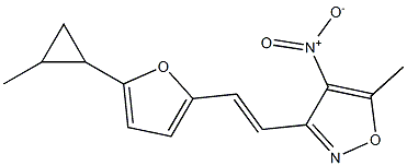 5-methyl-3-{(E)-2-[5-(2-methylcyclopropyl)-2-furyl]vinyl}-4-nitroisoxazole Struktur