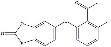 6-(2-acetyl-3-fluorophenoxy)-2H-1,3-benzoxathiol-2-one Struktur