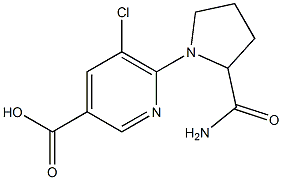 6-(2-carbamoylpyrrolidin-1-yl)-5-chloropyridine-3-carboxylic acid Struktur