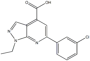 6-(3-chlorophenyl)-1-ethyl-1H-pyrazolo[3,4-b]pyridine-4-carboxylic acid Struktur