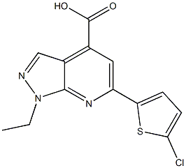 6-(5-chlorothiophen-2-yl)-1-ethyl-1H-pyrazolo[3,4-b]pyridine-4-carboxylic acid Struktur