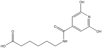 6-[(2,6-dihydroxyisonicotinoyl)amino]hexanoic acid Struktur