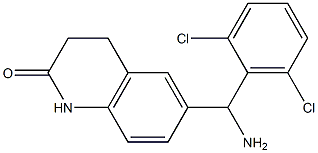 6-[amino(2,6-dichlorophenyl)methyl]-1,2,3,4-tetrahydroquinolin-2-one Struktur