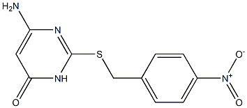 6-amino-2-{[(4-nitrophenyl)methyl]sulfanyl}-3,4-dihydropyrimidin-4-one Struktur