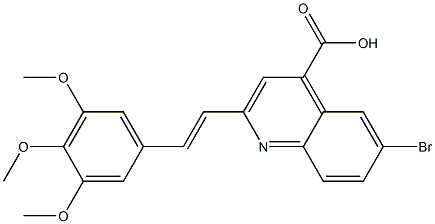 6-bromo-2-[(E)-2-(3,4,5-trimethoxyphenyl)vinyl]quinoline-4-carboxylic acid Struktur