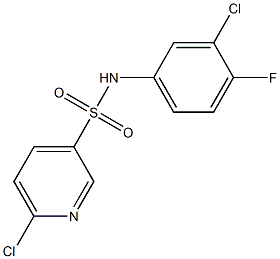 6-chloro-N-(3-chloro-4-fluorophenyl)pyridine-3-sulfonamide Struktur