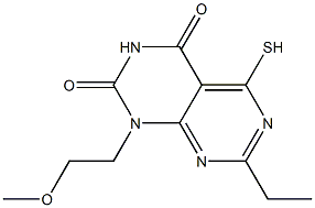 7-ethyl-5-mercapto-1-(2-methoxyethyl)pyrimido[4,5-d]pyrimidine-2,4(1H,3H)-dione Struktur