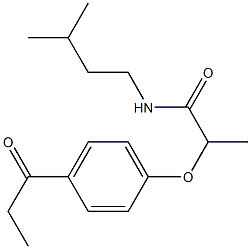 N-(3-methylbutyl)-2-(4-propanoylphenoxy)propanamide Struktur