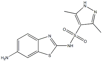 N-(6-amino-1,3-benzothiazol-2-yl)-3,5-dimethyl-1H-pyrazole-4-sulfonamide Struktur