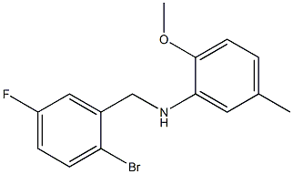 N-[(2-bromo-5-fluorophenyl)methyl]-2-methoxy-5-methylaniline Struktur