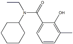 N-cyclohexyl-N-ethyl-2-hydroxy-3-methylbenzamide Struktur