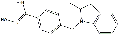 N'-hydroxy-4-[(2-methyl-2,3-dihydro-1H-indol-1-yl)methyl]benzene-1-carboximidamide Struktur