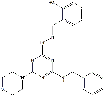 2-hydroxybenzaldehyde [4-(benzylamino)-6-(4-morpholinyl)-1,3,5-triazin-2-yl]hydrazone Struktur