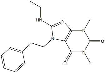 8-(ethylamino)-1,3-dimethyl-7-(2-phenylethyl)-3,7-dihydro-1H-purine-2,6-dione Struktur