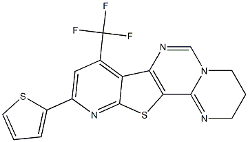 10-(2-thienyl)-8-(trifluoromethyl)-3,4-dihydro-2H-pyrido[3',2':4,5]thieno[2,3-e]pyrimido[1,2-c]pyrimidine Struktur