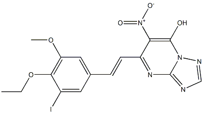 5-[2-(4-ethoxy-3-iodo-5-methoxyphenyl)vinyl]-6-nitro[1,2,4]triazolo[1,5-a]pyrimidin-7-ol Struktur