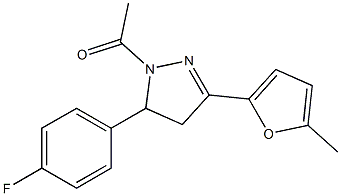 1-acetyl-5-(4-fluorophenyl)-3-(5-methyl-2-furyl)-4,5-dihydro-1H-pyrazole Struktur