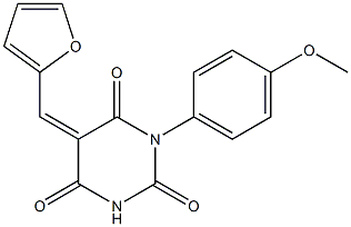 5-(2-furylmethylene)-1-(4-methoxyphenyl)-2,4,6(1H,3H,5H)-pyrimidinetrione Struktur