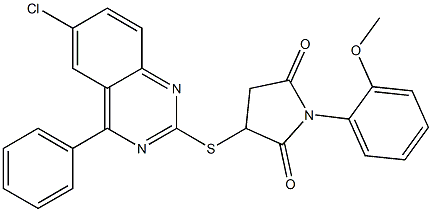 3-[(6-chloro-4-phenyl-2-quinazolinyl)sulfanyl]-1-(2-methoxyphenyl)-2,5-pyrrolidinedione Struktur