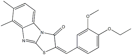 2-(4-ethoxy-3-methoxybenzylidene)-7,8-dimethyl[1,3]thiazolo[3,2-a]benzimidazol-3(2H)-one Struktur