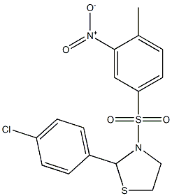 2-(4-chlorophenyl)-3-({3-nitro-4-methylphenyl}sulfonyl)-1,3-thiazolidine Struktur