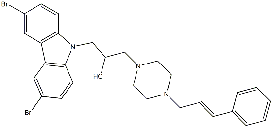 1-(4-cinnamyl-1-piperazinyl)-3-(3,6-dibromo-9H-carbazol-9-yl)-2-propanol Struktur