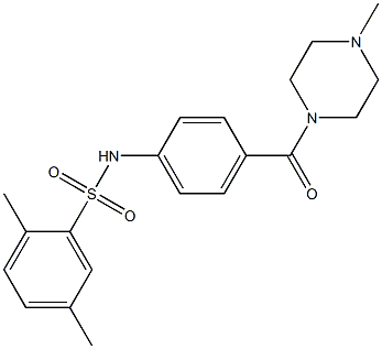 2,5-dimethyl-N-{4-[(4-methyl-1-piperazinyl)carbonyl]phenyl}benzenesulfonamide Struktur