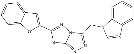 1-{[6-(1-benzofuran-2-yl)[1,2,4]triazolo[3,4-b][1,3,4]thiadiazol-3-yl]methyl}-1H-benzimidazole Struktur