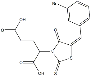 2-[5-(3-bromobenzylidene)-4-oxo-2-thioxo-1,3-thiazolidin-3-yl]pentanedioic acid Struktur