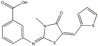 3-{[3-methyl-4-oxo-5-(2-thienylmethylene)-1,3-thiazolidin-2-ylidene]amino}benzoic acid Struktur