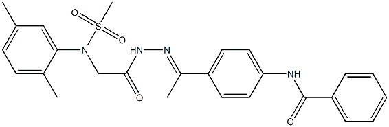 N-[4-(N-{[2,5-dimethyl(methylsulfonyl)anilino]acetyl}ethanehydrazonoyl)phenyl]benzamide Struktur