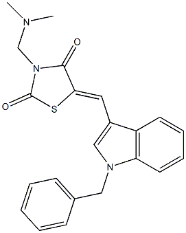 5-[(1-benzyl-1H-indol-3-yl)methylene]-3-[(dimethylamino)methyl]-1,3-thiazolidine-2,4-dione Struktur