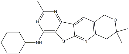 N-cyclohexyl-N-(2,8,8-trimethyl-7,10-dihydro-8H-pyrano[3'',4'':5',6']pyrido[3',2':4,5]thieno[3,2-d]pyrimidin-4-yl)amine Struktur