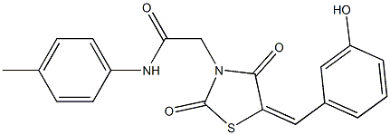 2-[5-(3-hydroxybenzylidene)-2,4-dioxo-1,3-thiazolidin-3-yl]-N-(4-methylphenyl)acetamide Struktur