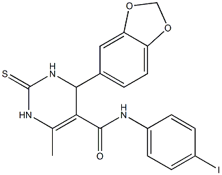 4-(1,3-benzodioxol-5-yl)-N-(4-iodophenyl)-6-methyl-2-thioxo-1,2,3,4-tetrahydro-5-pyrimidinecarboxamide Struktur