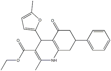 ethyl 2-methyl-4-(5-methyl-2-furyl)-5-oxo-7-phenyl-1,4,5,6,7,8-hexahydro-3-quinolinecarboxylate Struktur