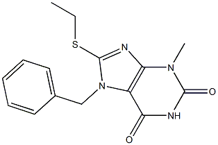 8-(ethylsulfanyl)-3-methyl-7-(phenylmethyl)-3,7-dihydro-1H-purine-2,6-dione Struktur