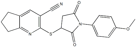 2-((1-(4-methoxyphenyl)-2,5-dioxopyrrolidin-3-yl)sulfanyl)-6,7-dihydro-5H-cyclopenta[b]pyridine-3-carbonitrile Struktur