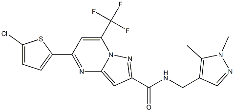 5-(5-chloro-2-thienyl)-N-[(1,5-dimethyl-1H-pyrazol-4-yl)methyl]-7-(trifluoromethyl)pyrazolo[1,5-a]pyrimidine-2-carboxamide Struktur