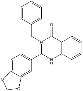 2-(1,3-benzodioxol-5-yl)-3-benzyl-2,3-dihydro-4(1H)-quinazolinone Struktur