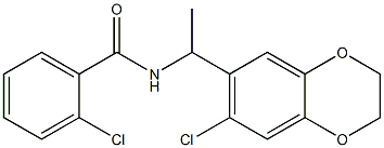 2-chloro-N-[1-(7-chloro-2,3-dihydro-1,4-benzodioxin-6-yl)ethyl]benzamide Struktur