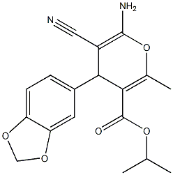 isopropyl 6-amino-4-(1,3-benzodioxol-5-yl)-5-cyano-2-methyl-4H-pyran-3-carboxylate Struktur