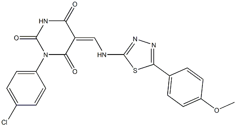 1-(4-chlorophenyl)-5-({[5-(4-methoxyphenyl)-1,3,4-thiadiazol-2-yl]amino}methylene)-2,4,6(1H,3H,5H)-pyrimidinetrione Struktur