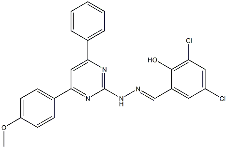 3,5-dichloro-2-hydroxybenzaldehyde [4-(4-methoxyphenyl)-6-phenyl-2-pyrimidinyl]hydrazone Struktur